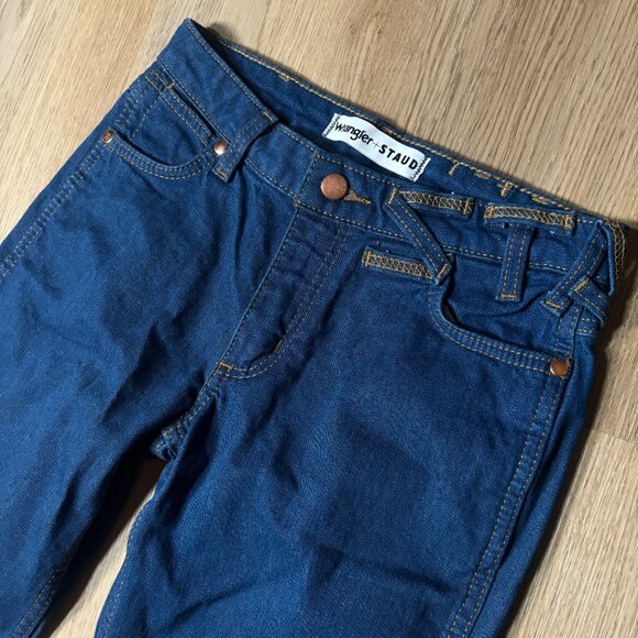 Staud x Wrangler The Bikini flare slit jeans size 25 x 34 dark denim long 0 - Picture 6 of 13